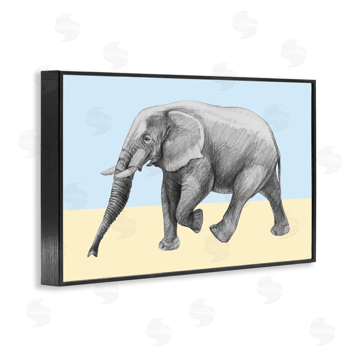 Violeta Vollmer Stepping Elephant in Sketched Style Canvas Wall Art Print