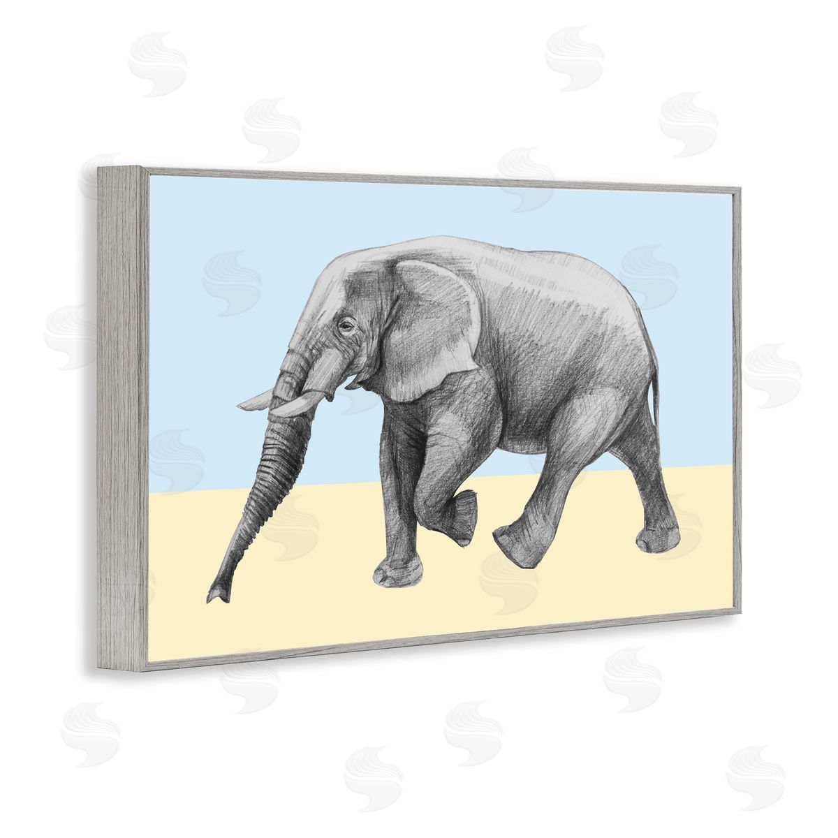 Violeta Vollmer Stepping Elephant in Sketched Style Canvas Wall Art Print