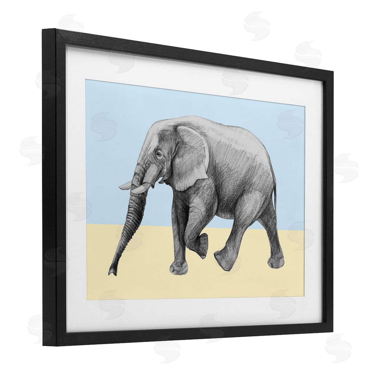Violeta Vollmer Stepping Elephant in Sketched Style Canvas Wall Art Print