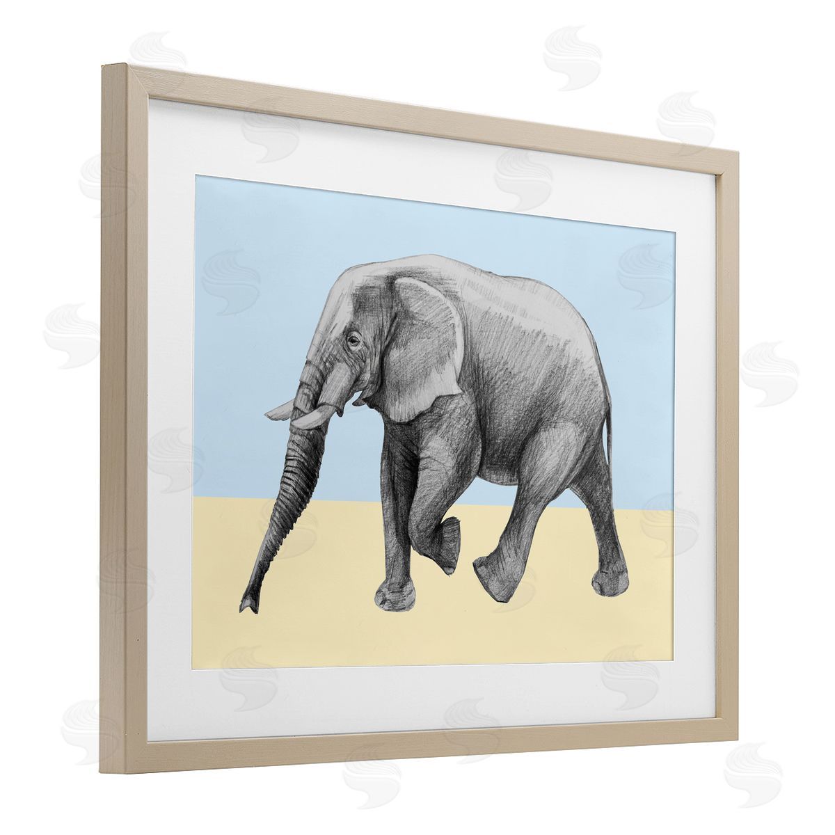 Violeta Vollmer Stepping Elephant in Sketched Style Canvas Wall Art Print