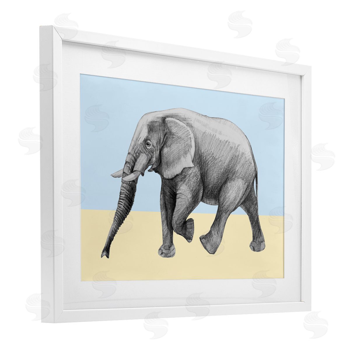 Violeta Vollmer Stepping Elephant in Sketched Style Canvas Wall Art Print
