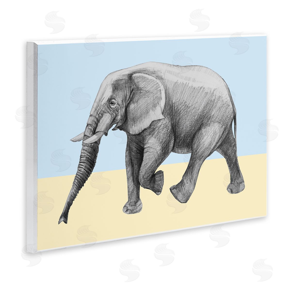 Violeta Vollmer Stepping Elephant in Sketched Style Canvas Wall Art Print