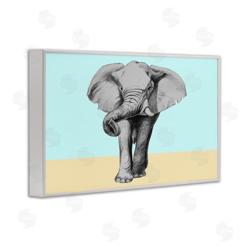 Violeta Vollmer | Sketched Elephant on Blocked Hues