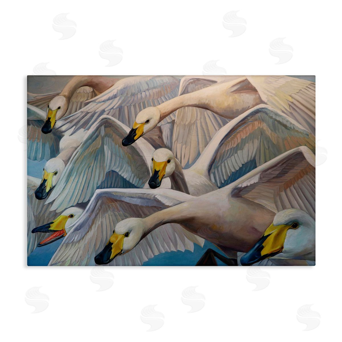 Violeta Vollmer Graceful Swans in Flight Canvas Wall Art Print