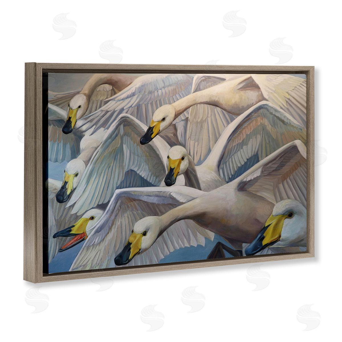 Violeta Vollmer Graceful Swans in Flight Canvas Wall Art Print