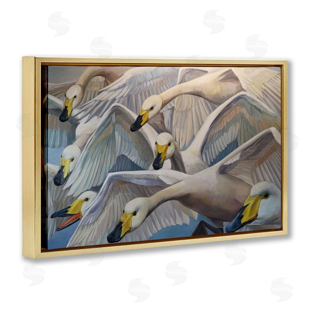 Violeta Vollmer Graceful Swans in Flight Canvas Wall Art Print