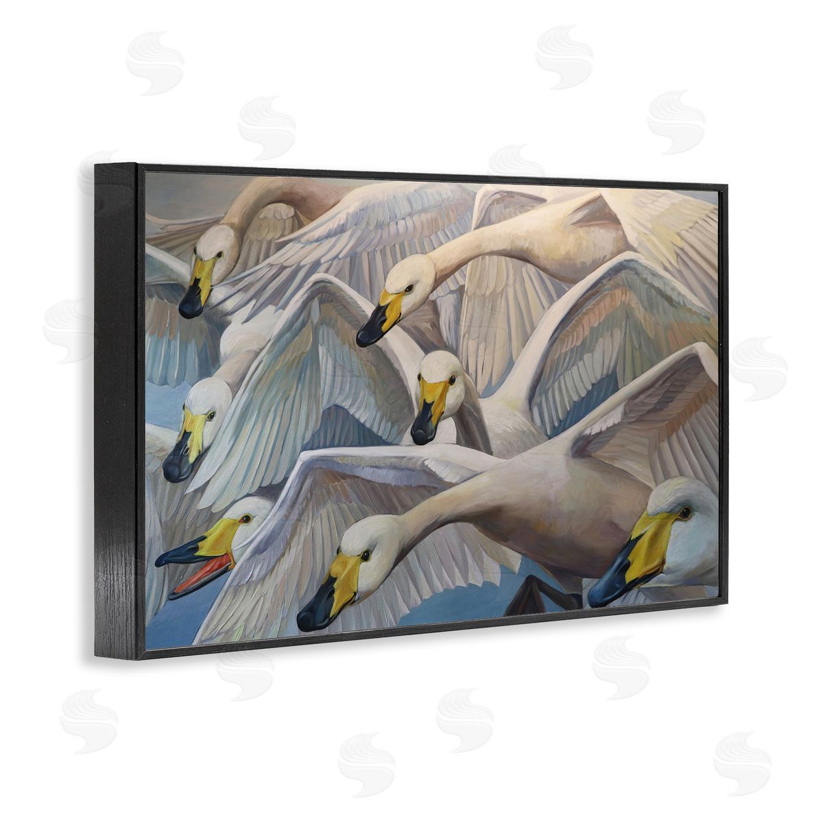 Violeta Vollmer Graceful Swans in Flight Canvas Wall Art Print
