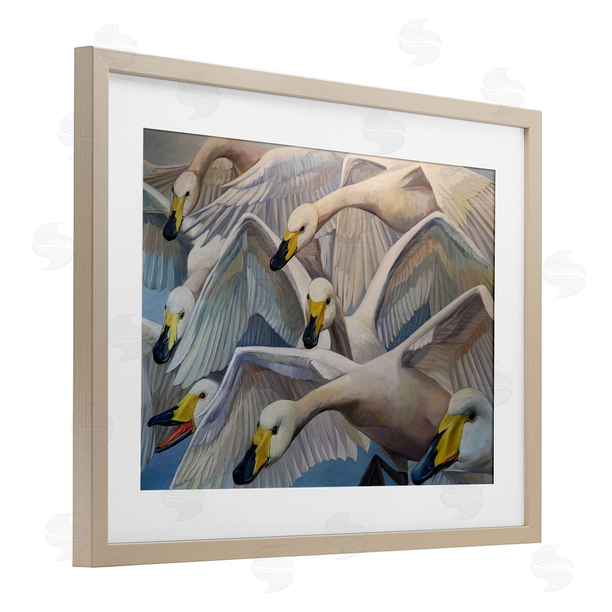 Violeta Vollmer Graceful Swans in Flight Canvas Wall Art Print