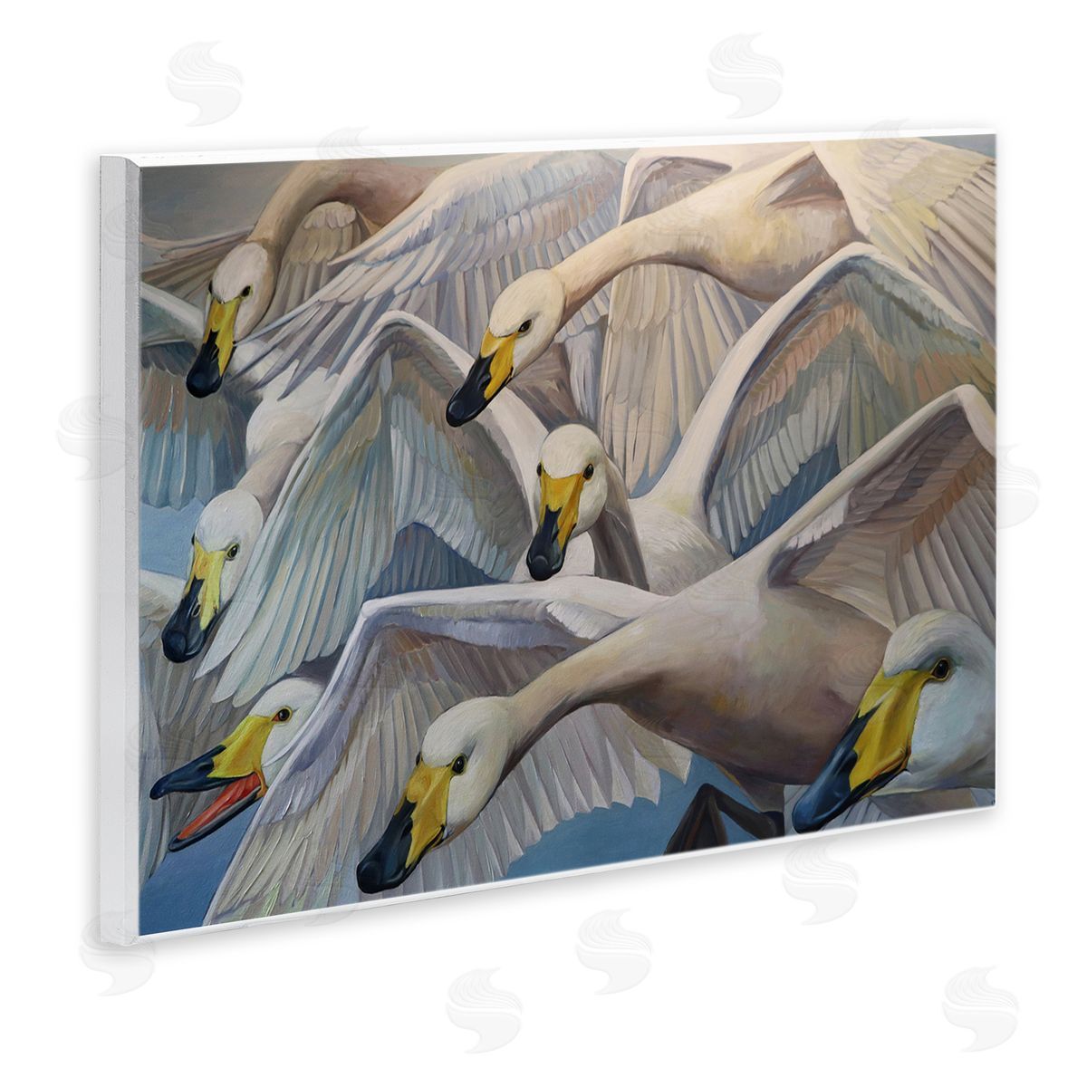 Violeta Vollmer Graceful Swans in Flight Canvas Wall Art Print