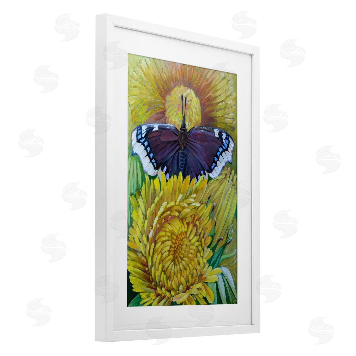 Violeta Vollmer Butterfly & Yellow Chrysanthemums Canvas Wall Art Print