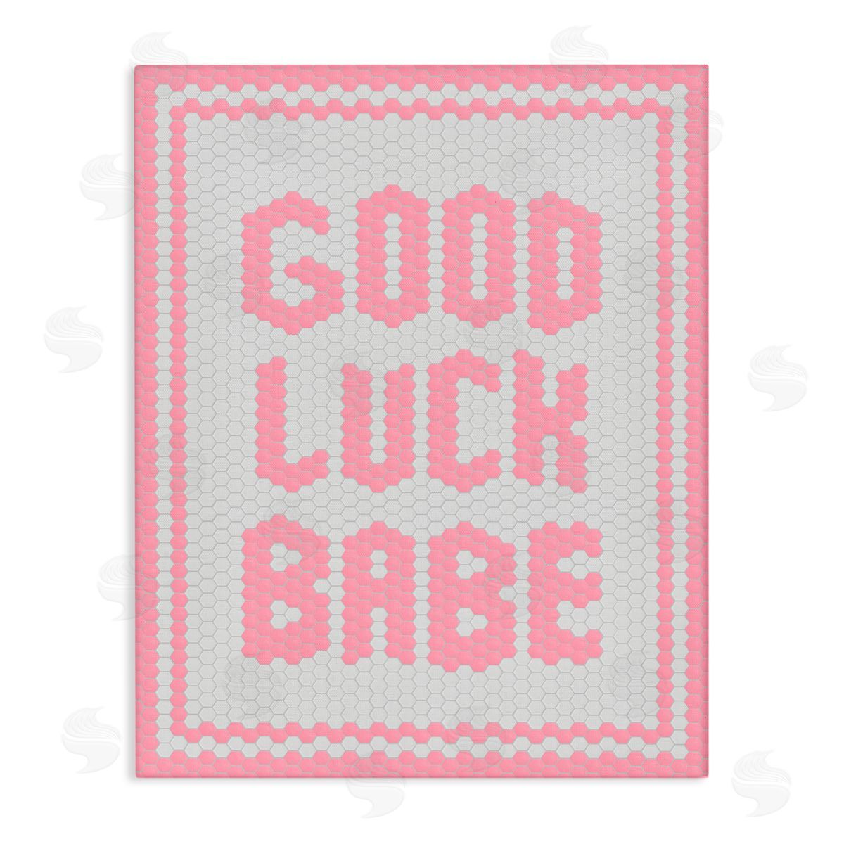 Lettered and Lined Good Luck Babe Pink Mosaic Canvas Wall Art Print