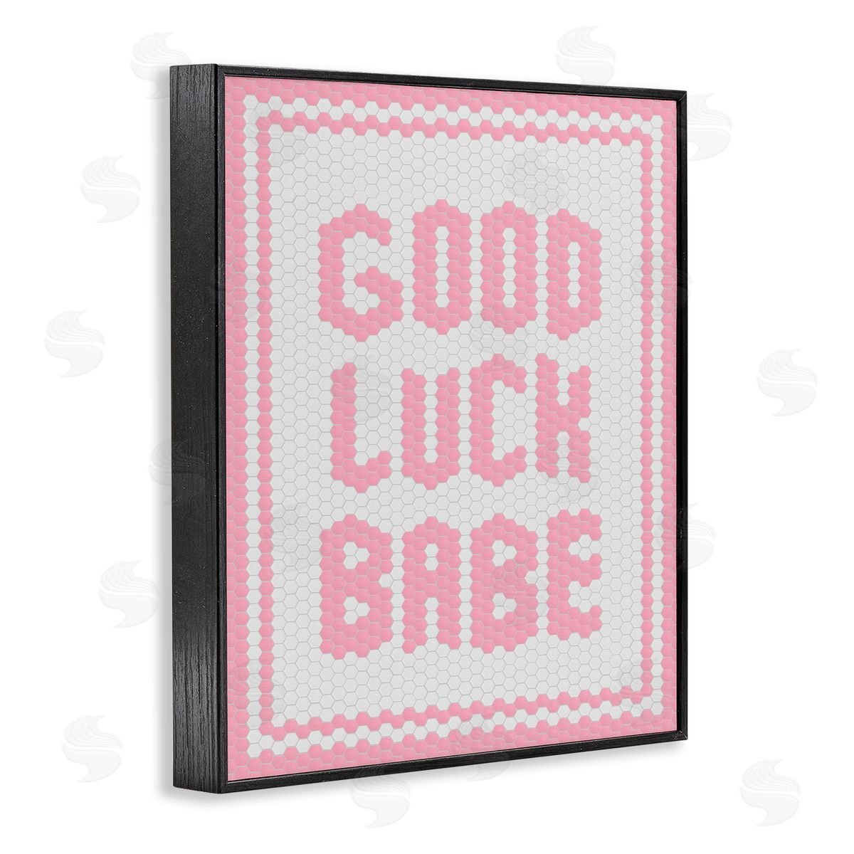 Lettered and Lined Good Luck Babe Pink Mosaic Black Framed Giclee Art Print