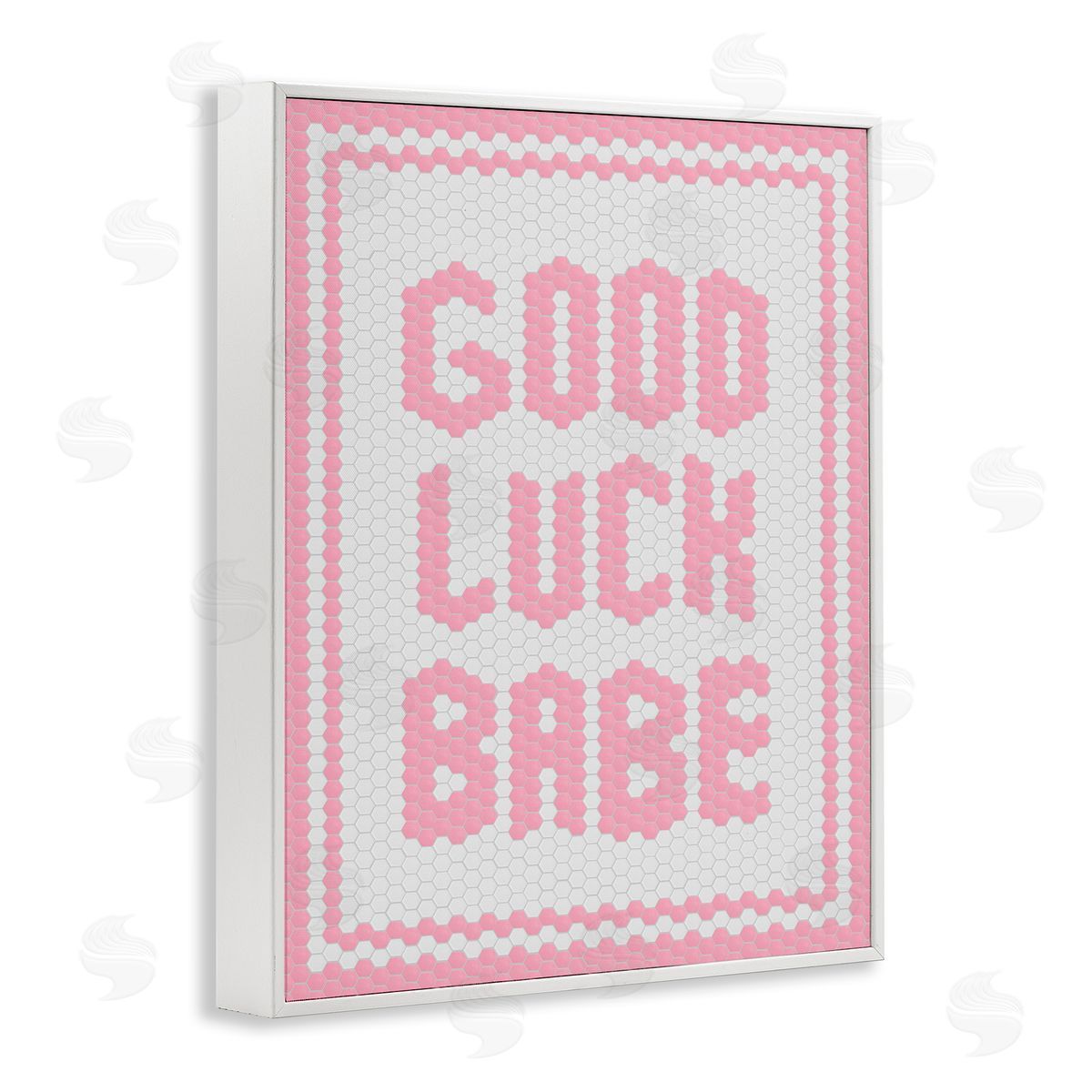 Lettered and Lined Good Luck Babe Pink Mosaic White Frame Giclee Art Print