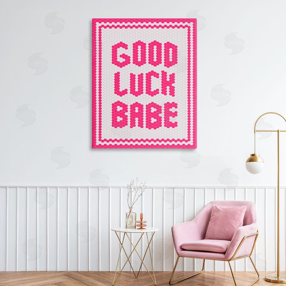 Lettered and Lined Mosaic Good Luck Babe Printed Wall Art in Room