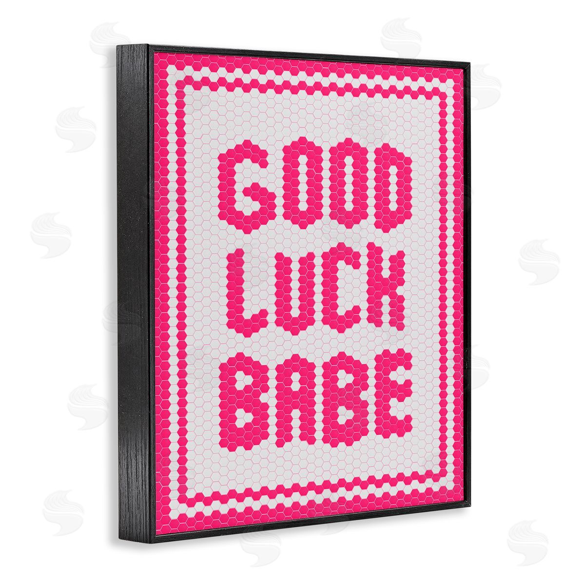 Lettered and Lined Mosaic Good Luck Babe Black Framed Giclee Art Print