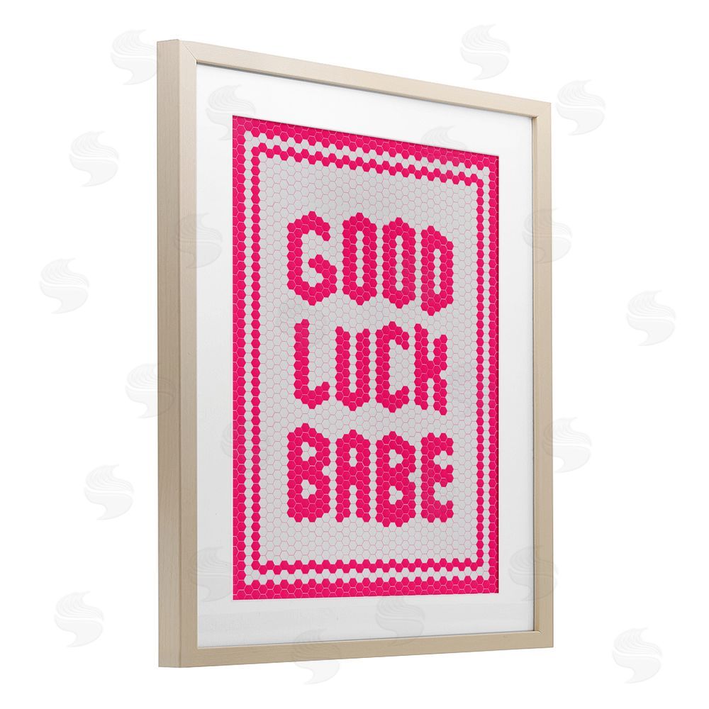 Lettered and Lined Mosaic Good Luck Babe Birch Framed Print Under Glass Art