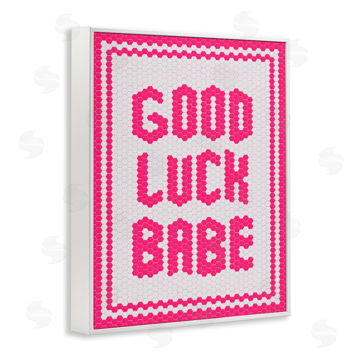 Lettered and Lined Mosaic Good Luck Babe White Frame Giclee Art Print