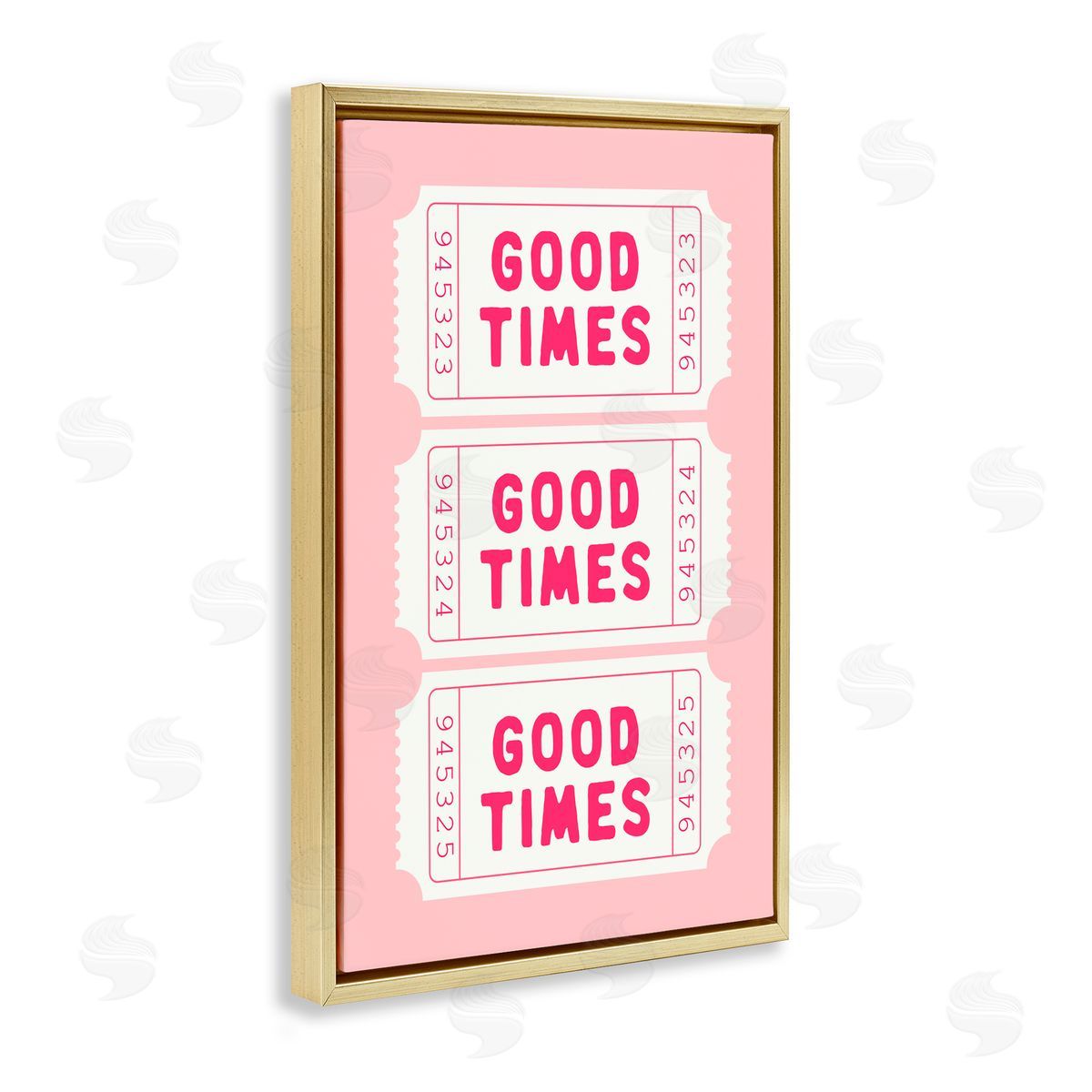 Lettered and Lined Good Times Ticket Stubs Gold Floating Frame Canvas Art Print