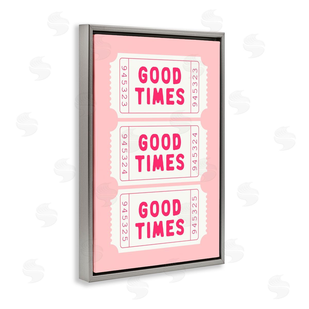 Lettered and Lined Good Times Ticket Stubs Gray Floating Frame Canvas Art Print