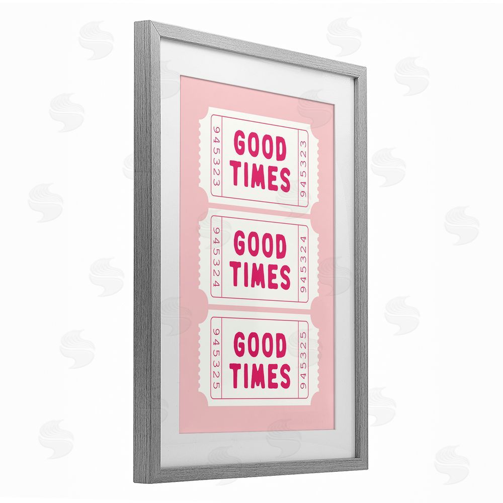 Lettered and Lined Good Times Ticket Stubs Gray Framed Print Under Glass Art