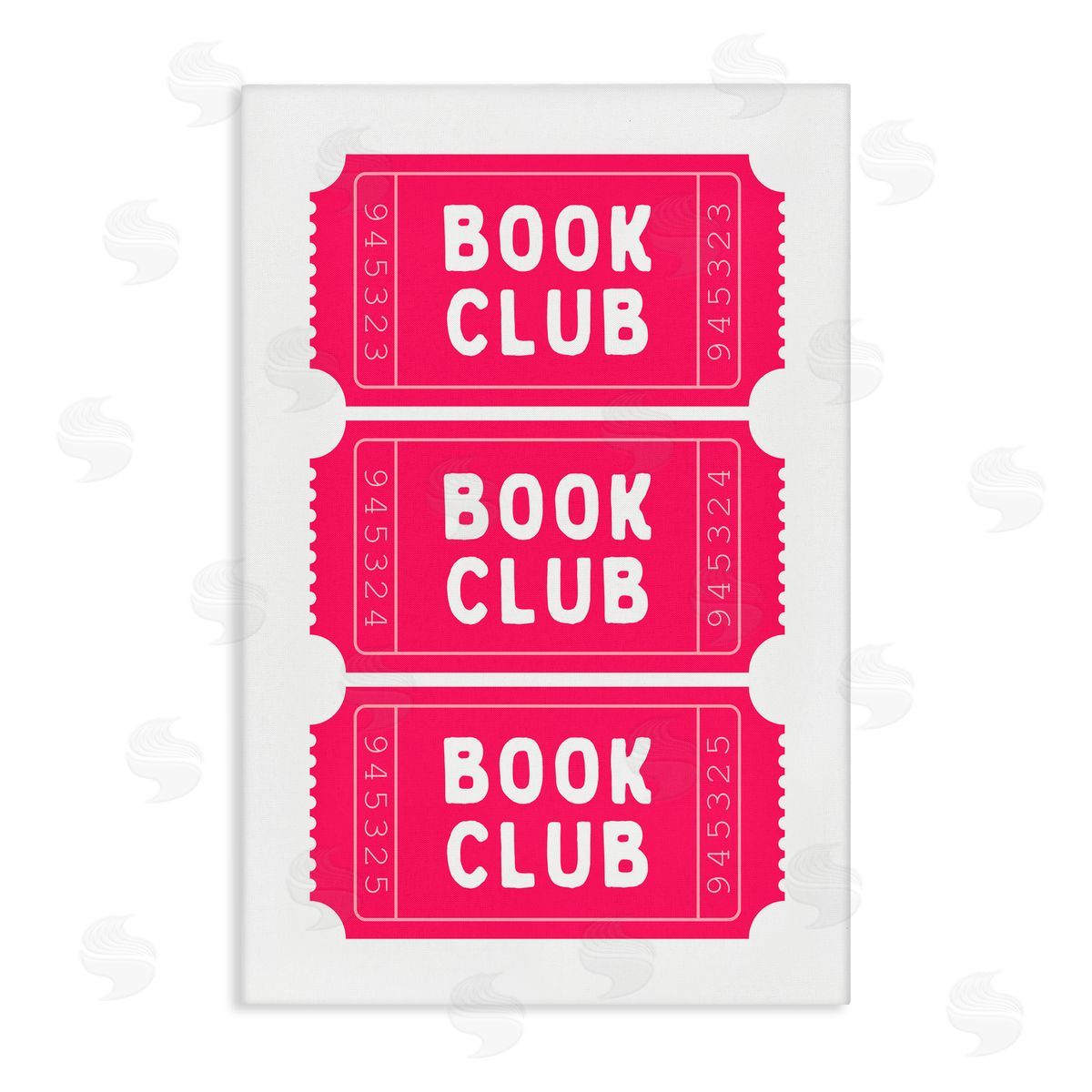 Lettered and Lined Pink Book Club Tickets Canvas Wall Art Print