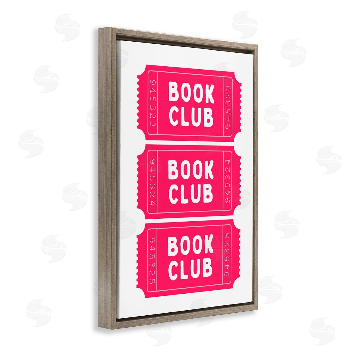Lettered and Lined Pink Book Club Tickets Brown Floating Frame Canvas Art Print