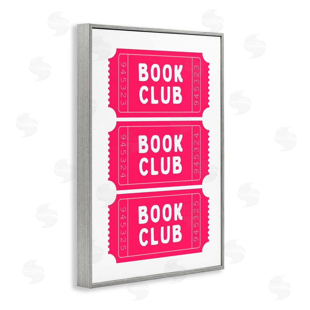 Lettered and Lined Pink Book Club Tickets Gray Framed Giclee Art Print