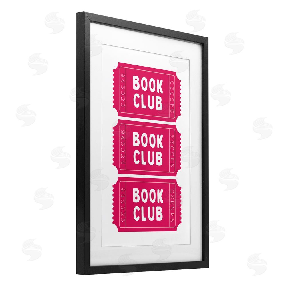 Lettered and Lined Pink Book Club Tickets Black Framed Print Under Glass Art