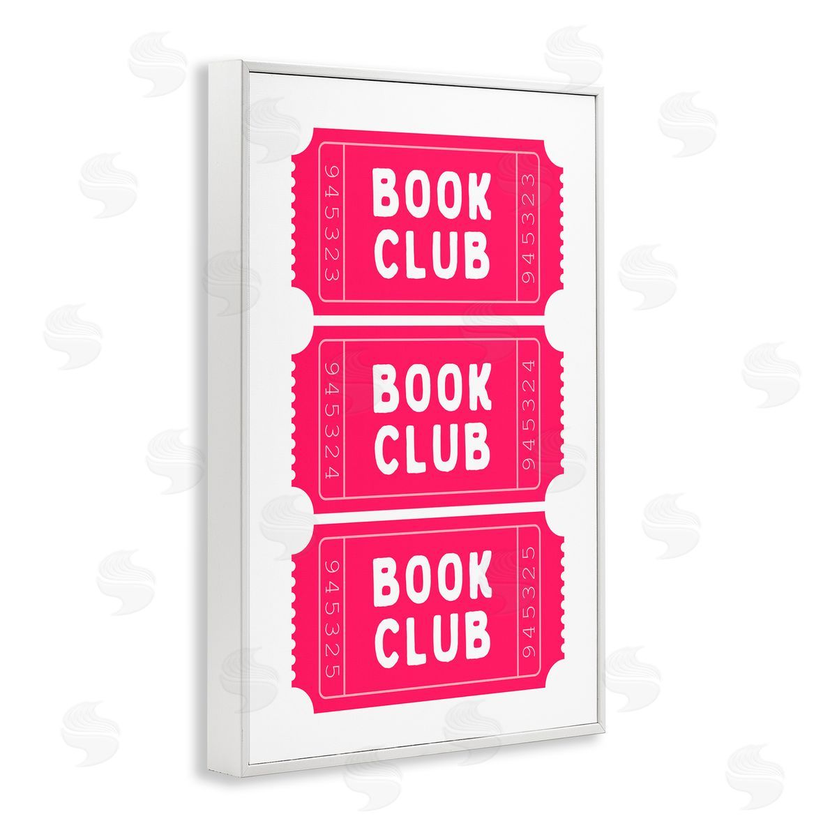 Lettered and Lined Pink Book Club Tickets White Frame Giclee Art Print