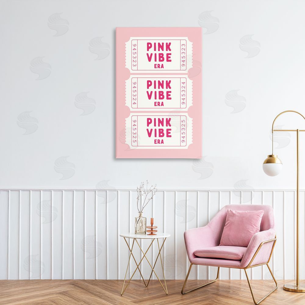 Lettered and Lined Pink Vibe Era Tickets Printed Wall Art in Room