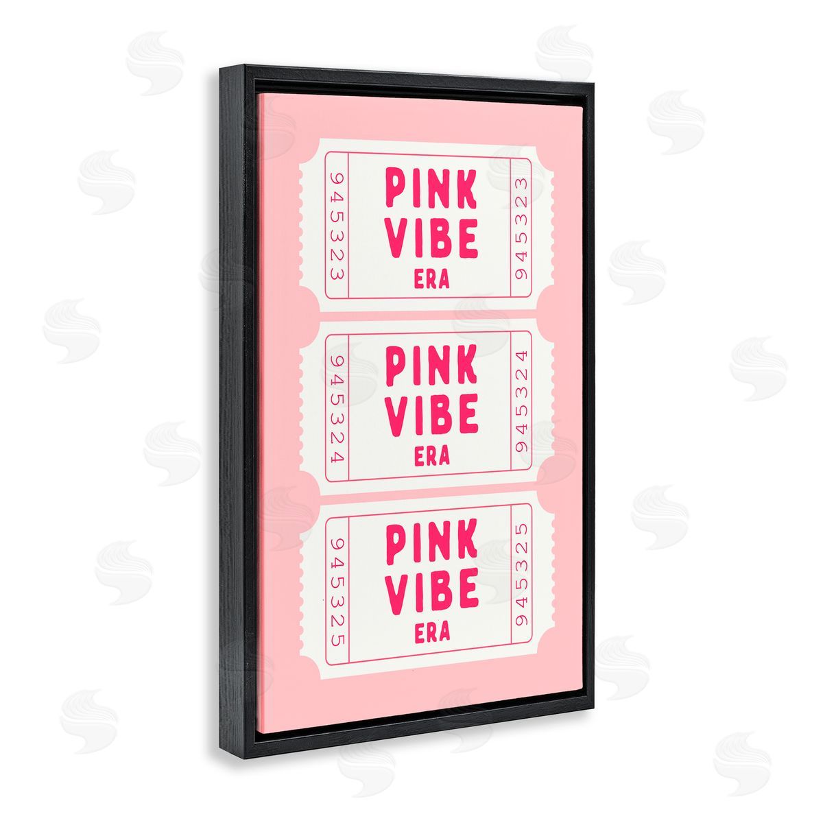 Lettered and Lined Pink Vibe Era Tickets Black Floating Frame Canvas Wall Art Print