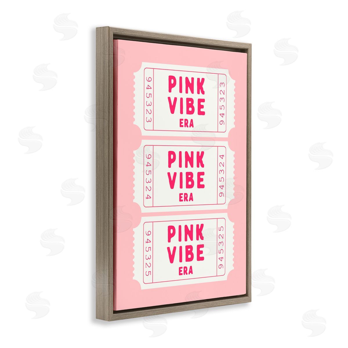 Lettered and Lined Pink Vibe Era Tickets Brown Floating Frame Canvas Art Print