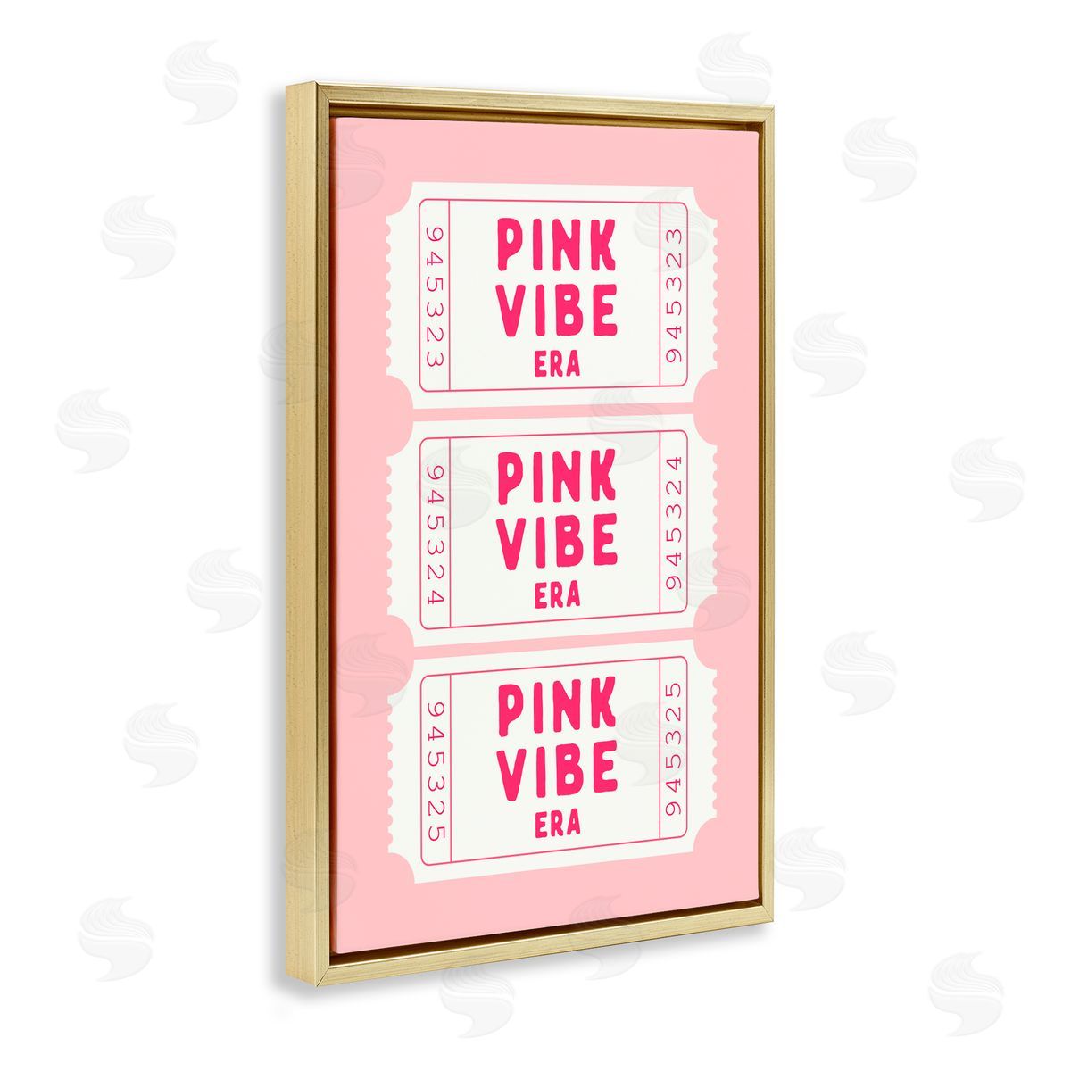 Lettered and Lined Pink Vibe Era Tickets Gold Floating Frame Canvas Art Print