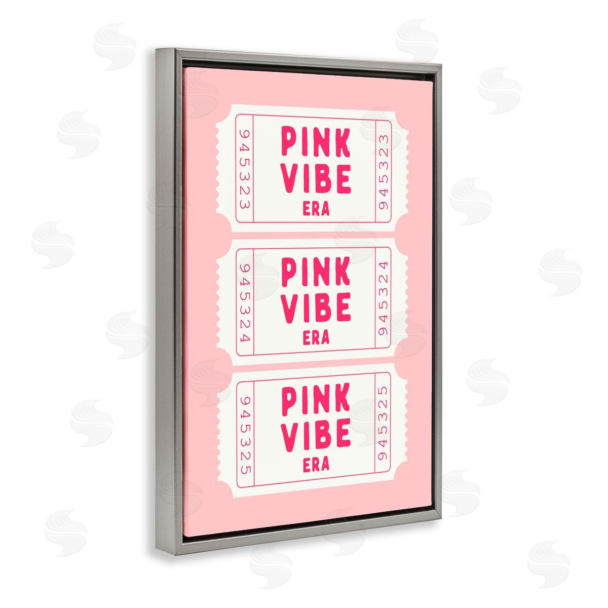 Lettered and Lined Pink Vibe Era Tickets Gray Floating Frame Canvas Art Print
