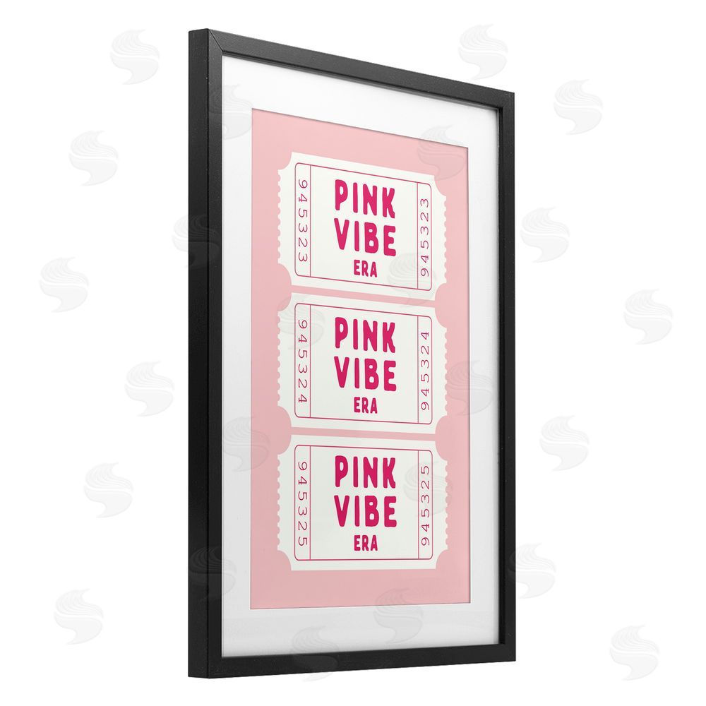 Lettered and Lined Pink Vibe Era Tickets Black Framed Print Under Glass Art