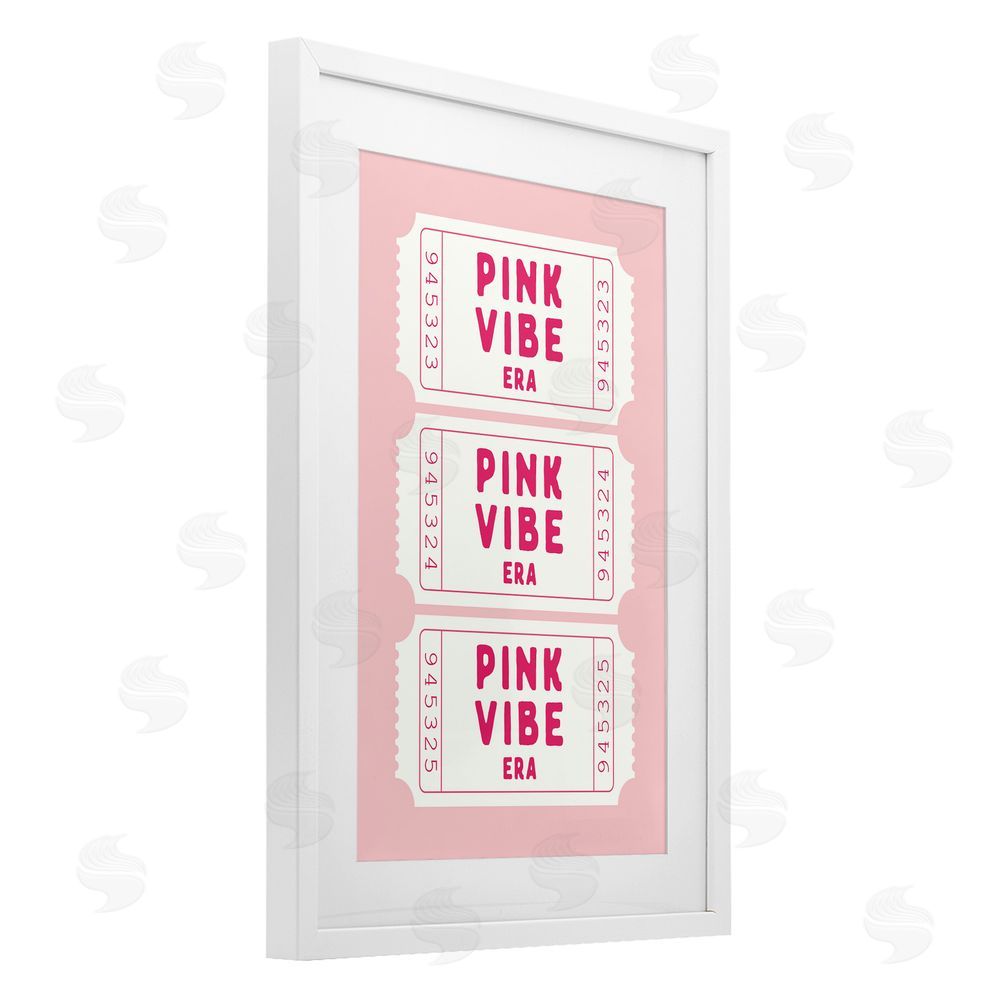 Lettered and Lined Pink Vibe Era Tickets White Framed Print Under Glass Art