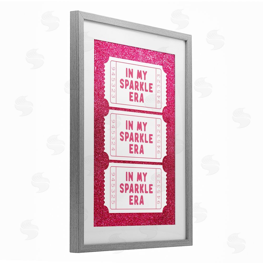 Lettered and Lined In My Sparkle Era Tickets Gray Framed Print Under Glass Art