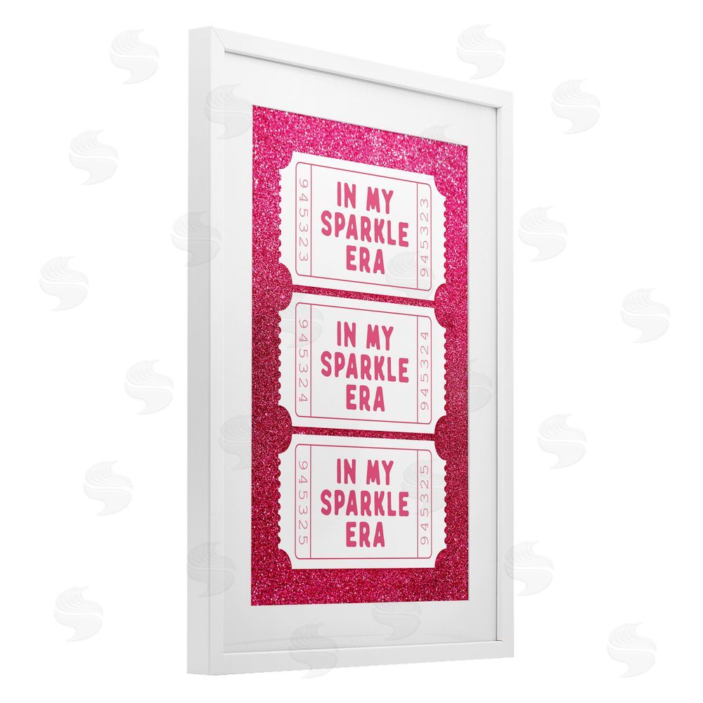 Lettered and Lined In My Sparkle Era Tickets White Framed Print Under Glass Art