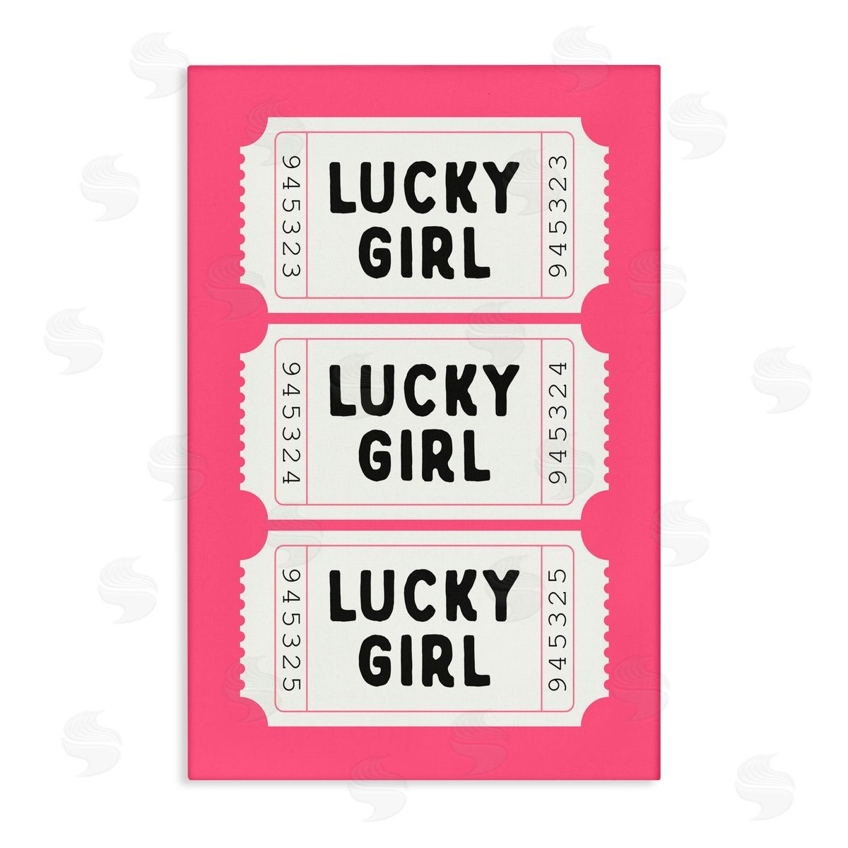Lettered and Lined Lucky Girl Ticket Stubs Canvas Wall Art Print
