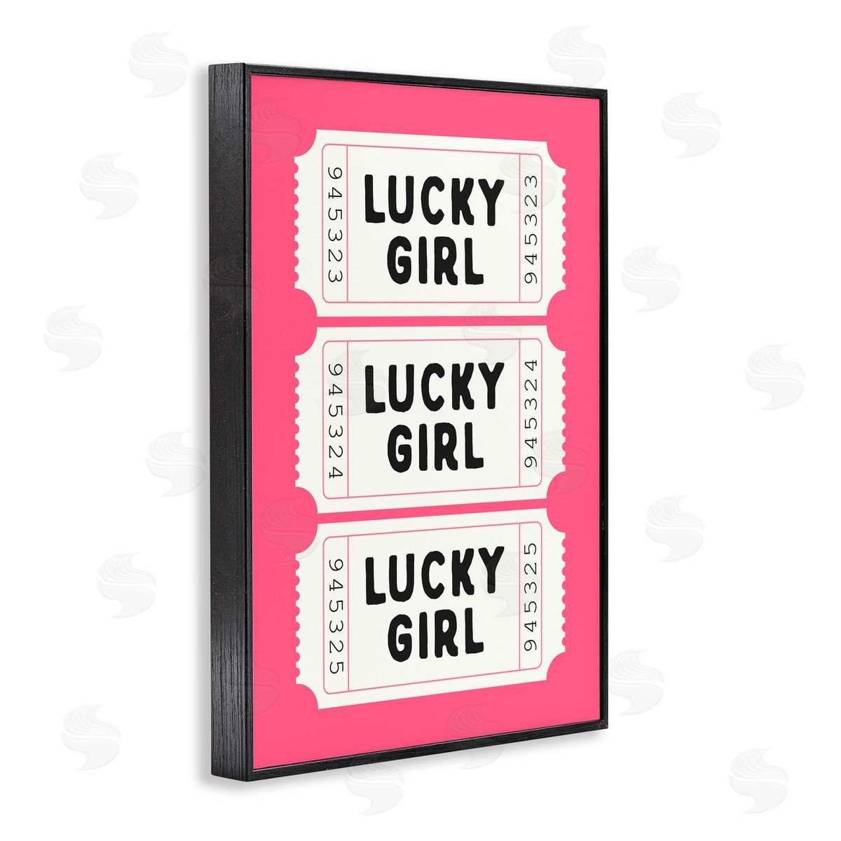 Lettered and Lined Lucky Girl Ticket Stubs Black Framed Giclee Art Print