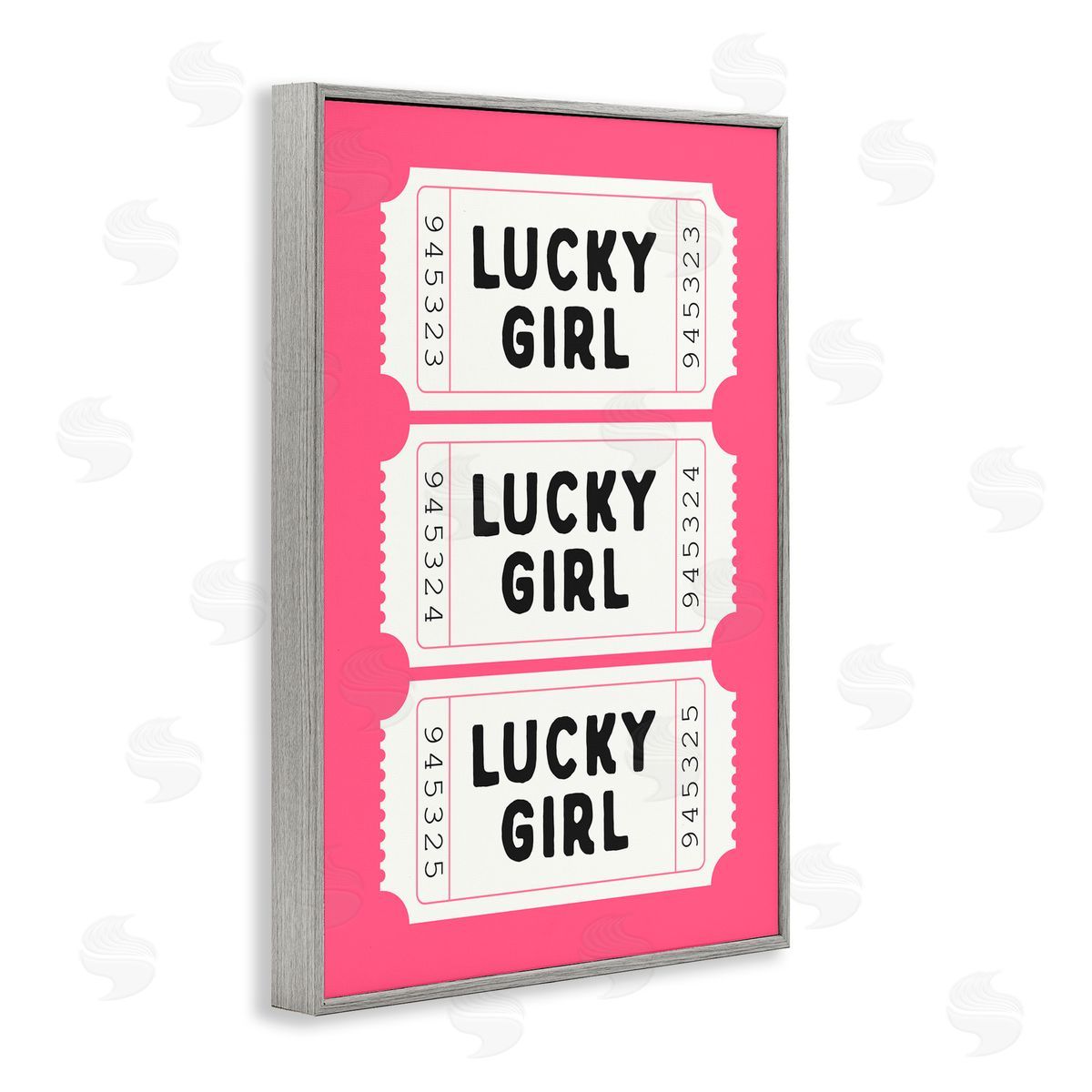 Lettered and Lined Lucky Girl Ticket Stubs Gray Framed Giclee Art Print
