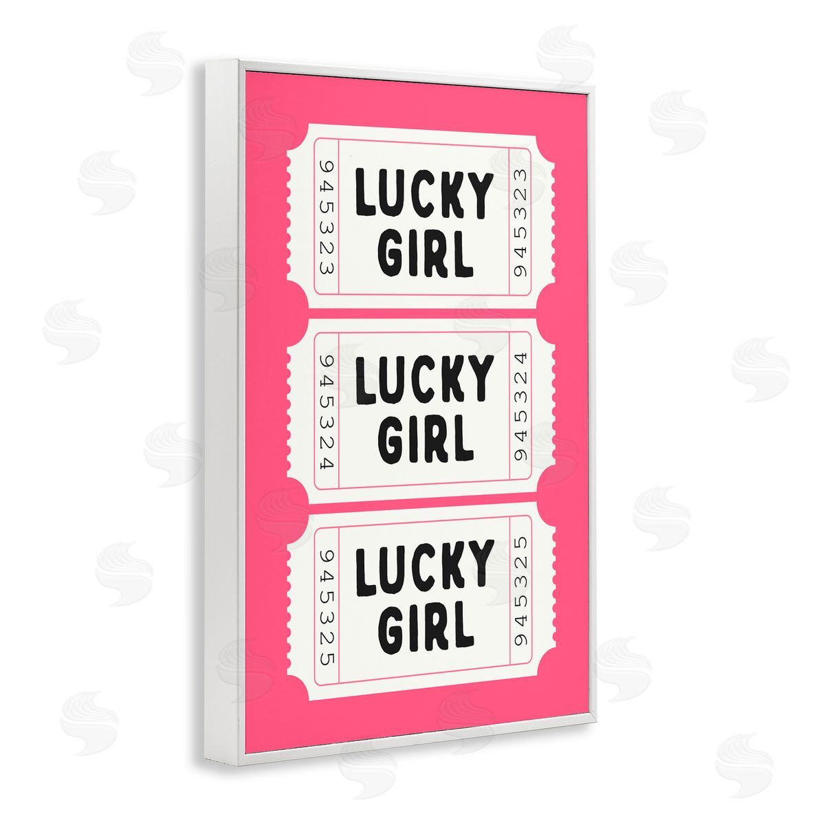 Lettered and Lined Lucky Girl Ticket Stubs White Frame Giclee Art Print