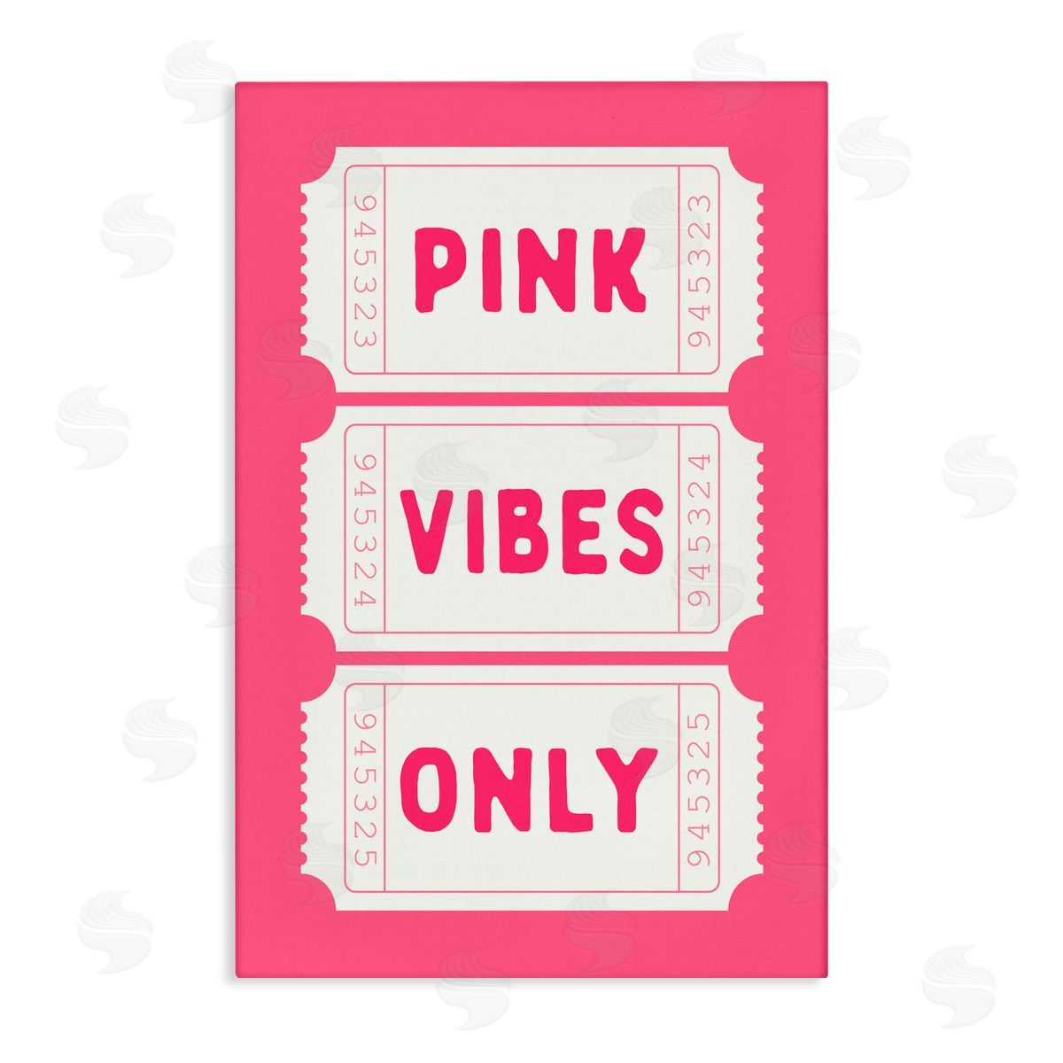 Lettered and Lined Pink Vibes Only Tickets Canvas Wall Art Print