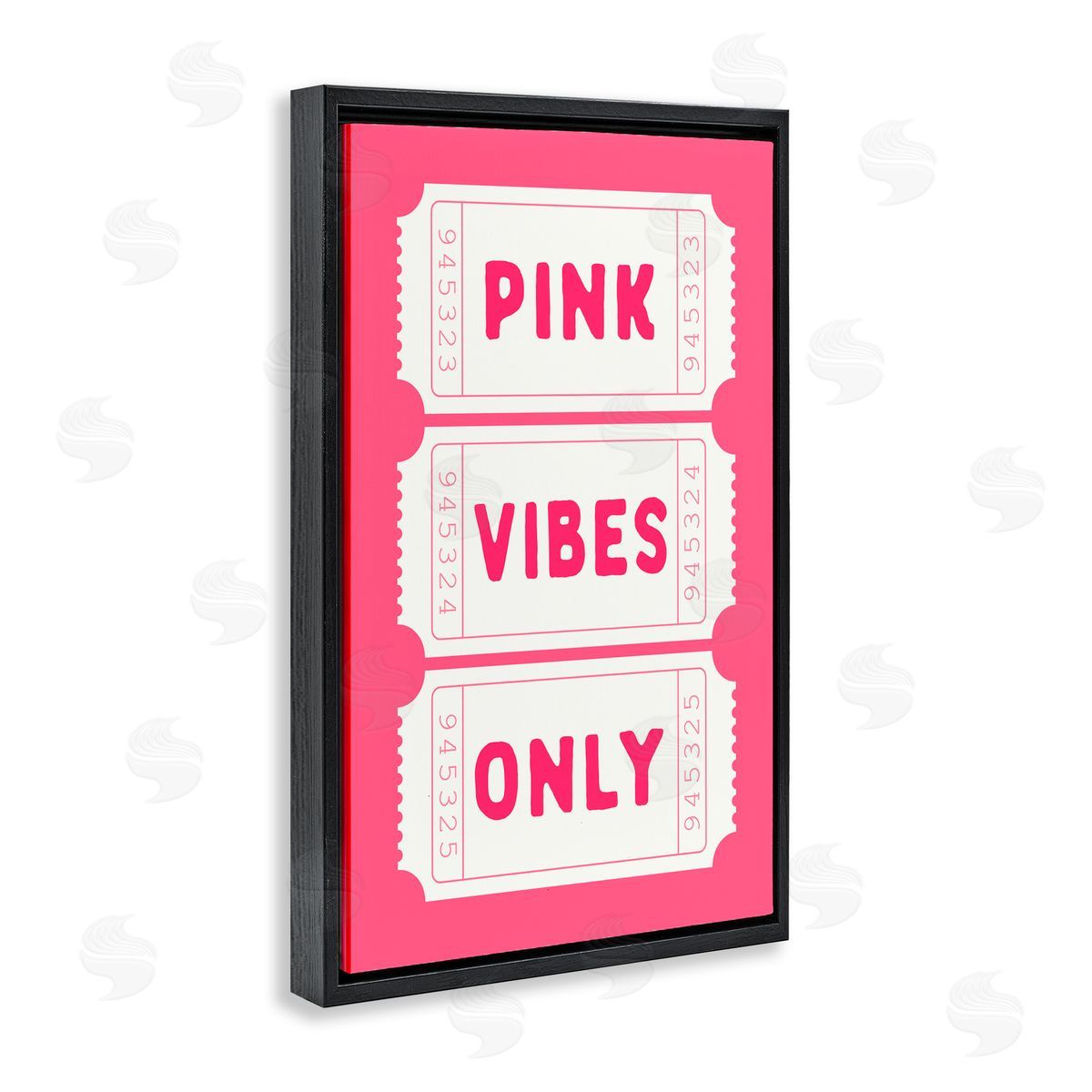 Lettered and Lined Pink Vibes Only Tickets Black Floating Frame Canvas Wall Art Print