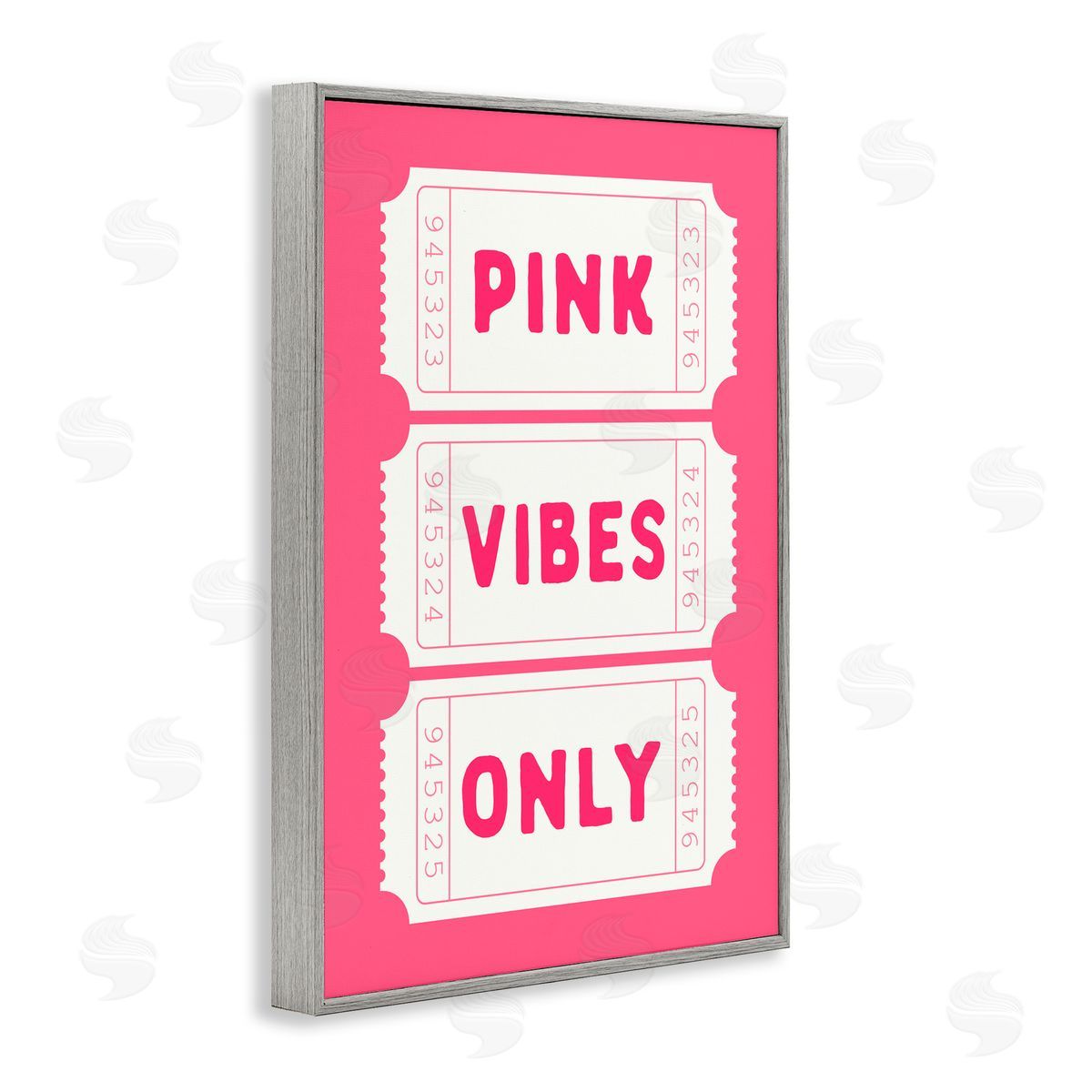 Lettered and Lined Pink Vibes Only Tickets Gray Framed Giclee Art Print