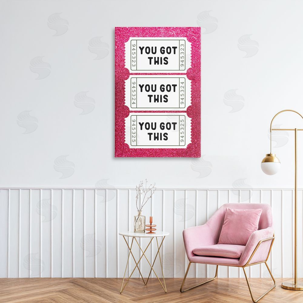 Lettered and Lined You Got This Pink Ticket Stubs Printed Wall Art in Room