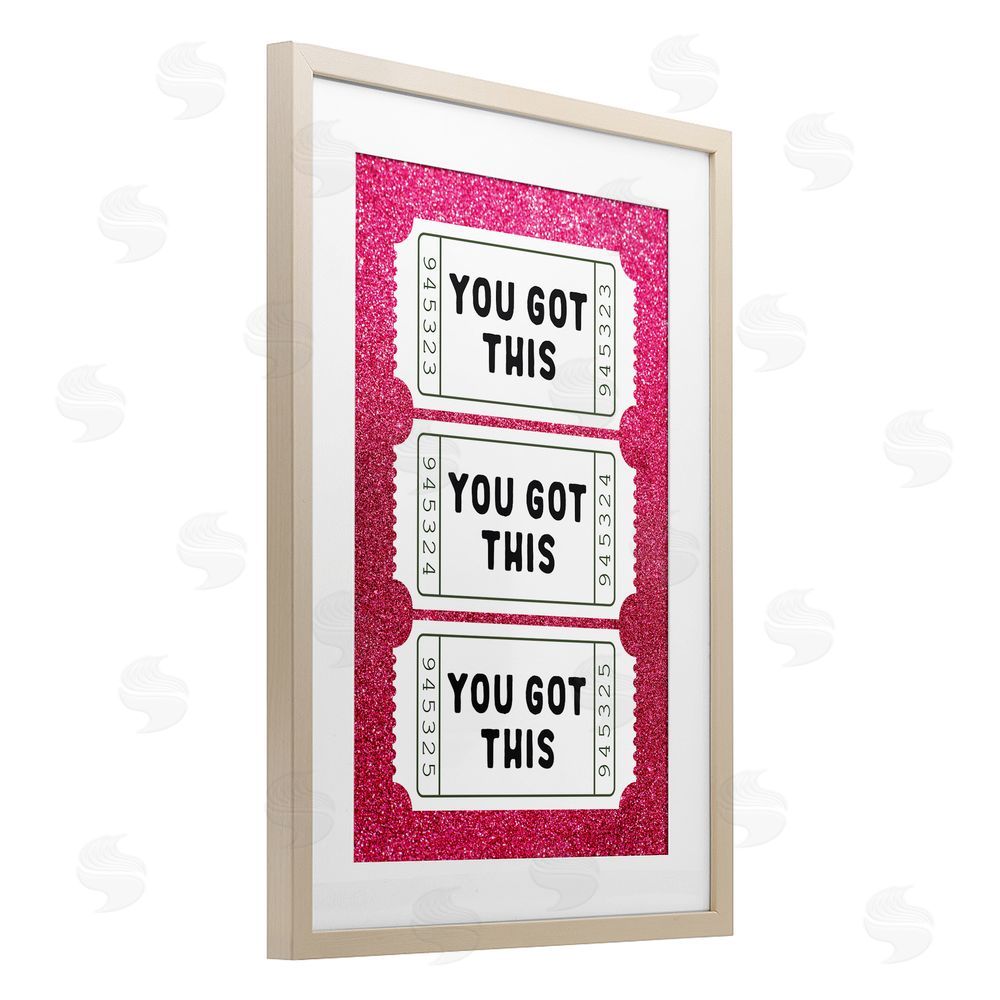 Lettered and Lined You Got This Pink Ticket Stubs Birch Framed Print Under Glass Art