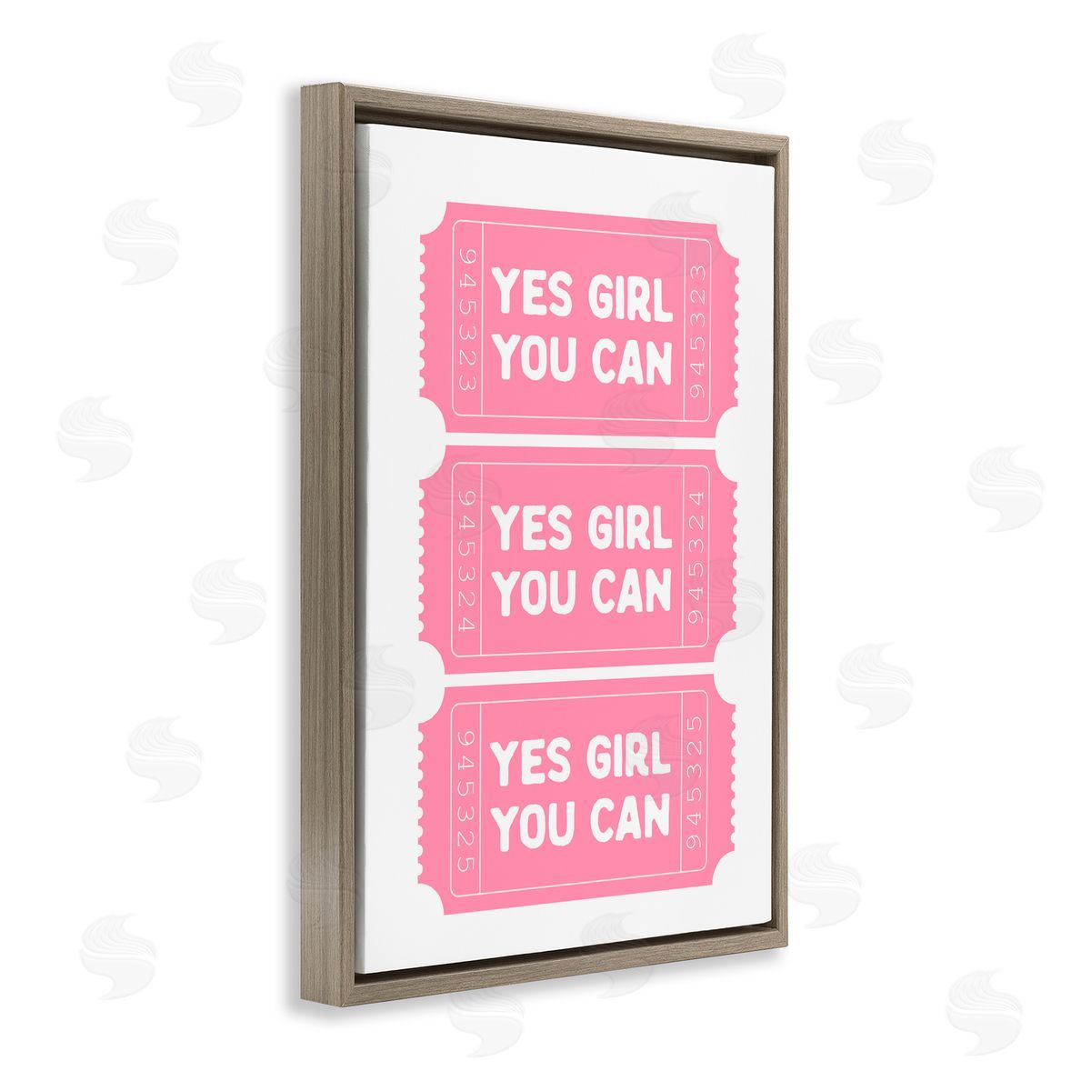Lettered and Lined Yes Girl You Can Tickets Brown Floating Frame Canvas Art Print