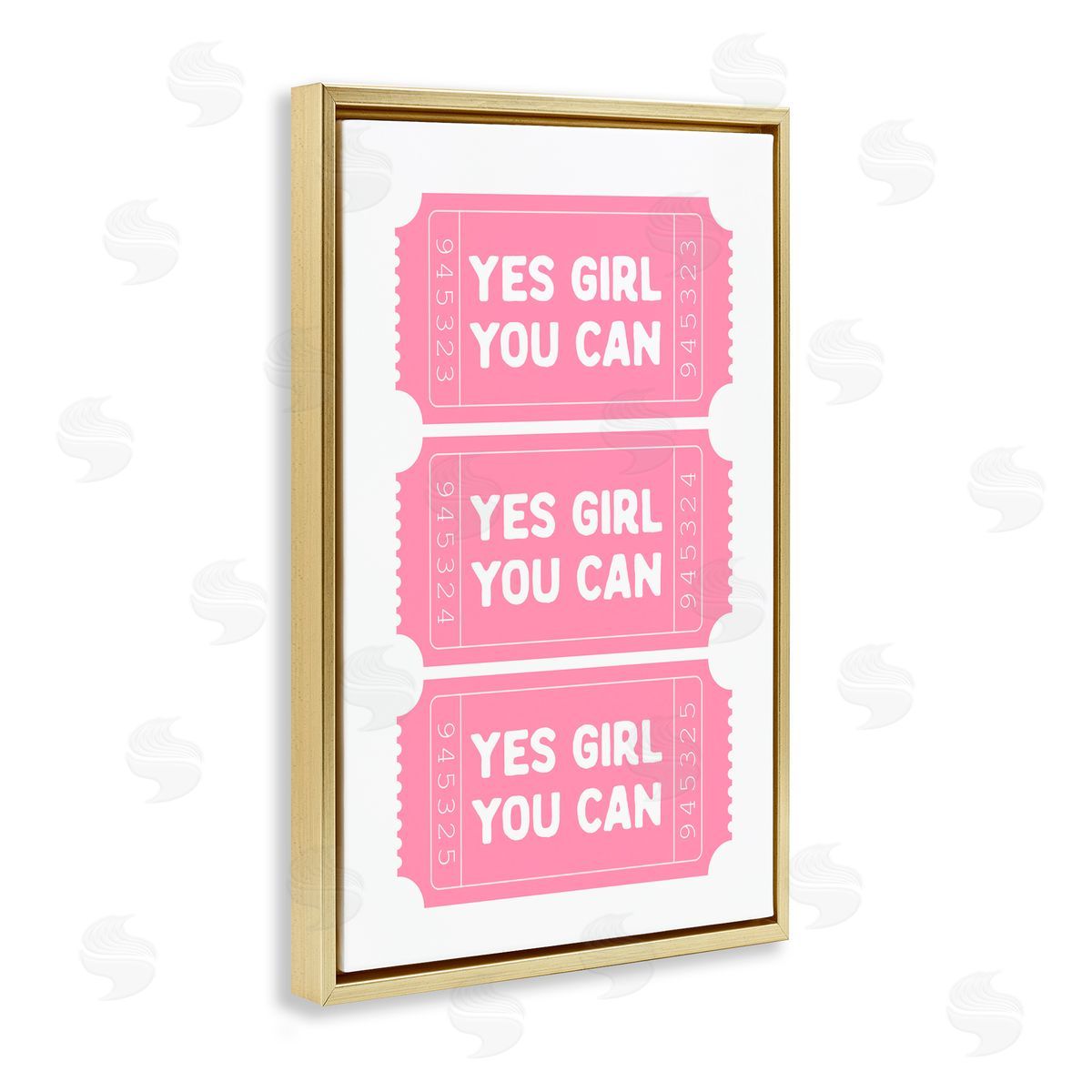 Lettered and Lined Yes Girl You Can Tickets Gold Floating Frame Canvas Art Print