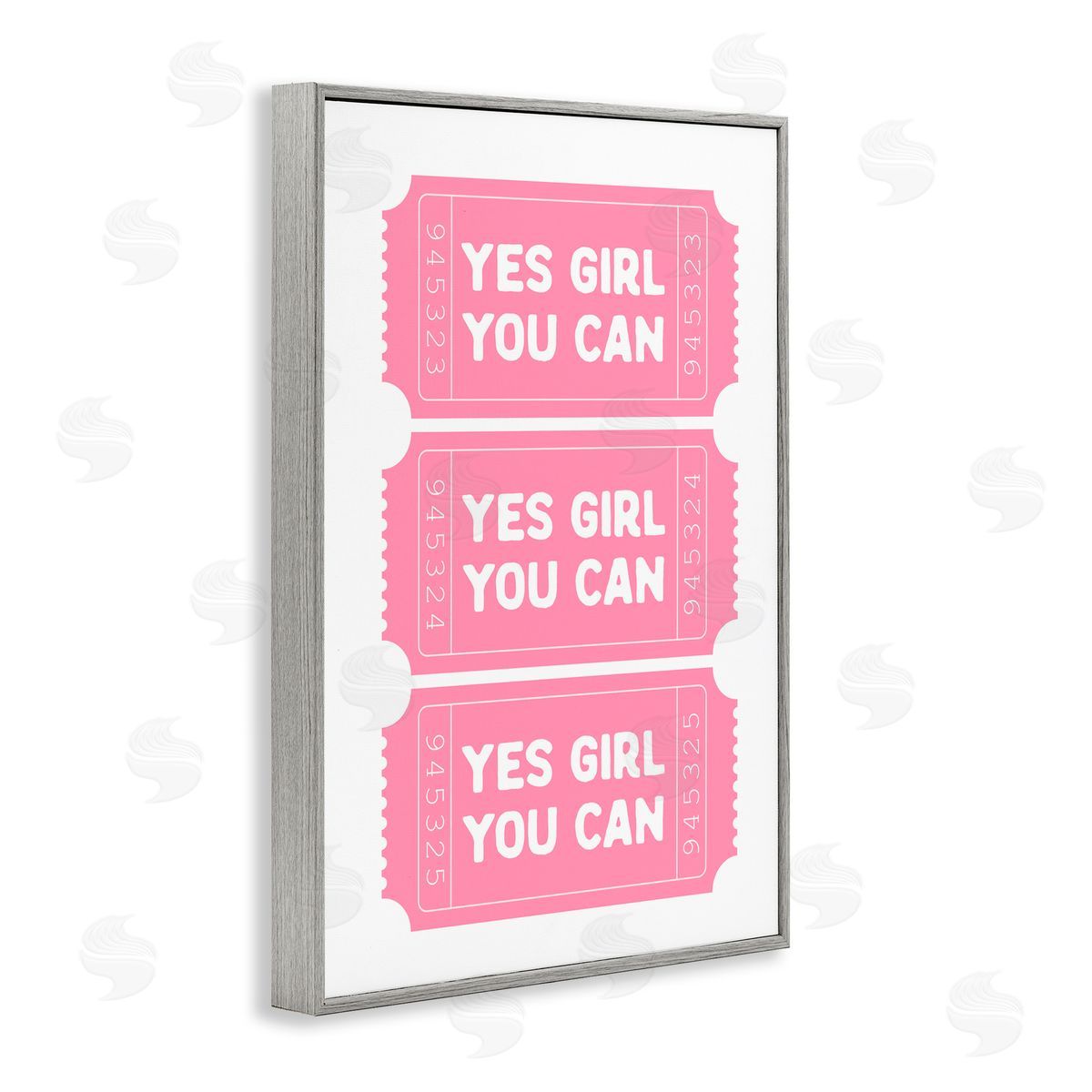 Lettered and Lined Yes Girl You Can Tickets Gray Framed Giclee Art Print
